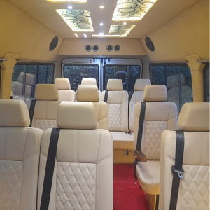 10 seater luxury tempo traveller rentals in bangalore interior