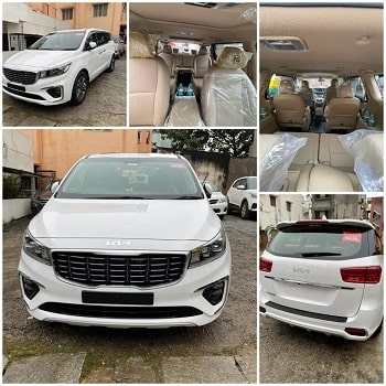 kia carnival for rent in bangalore : White color